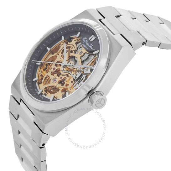 ساعة ماثي تيسوت زيوس سكيليتون أوتوماتيكية للرجال بمينا رمادي