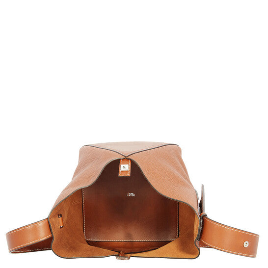 Deer-Print Leather Small Bucket Bag