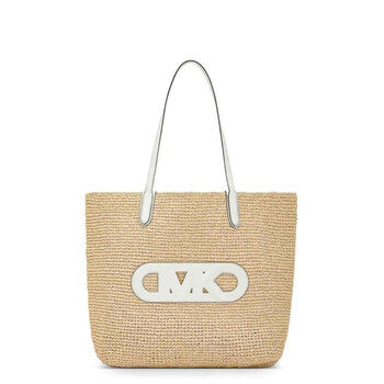 Eliza Extra-Large Empire Logo Straw Tote Bag