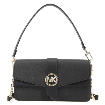 Ladies Greenwich Medium Saffiano Leather Shoulder Bag - Black
