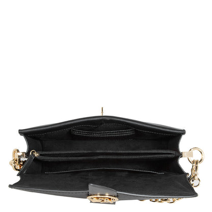 Ladies Greenwich Medium Saffiano Leather Shoulder Bag - Black