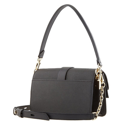 Ladies Greenwich Medium Saffiano Leather Shoulder Bag - Black