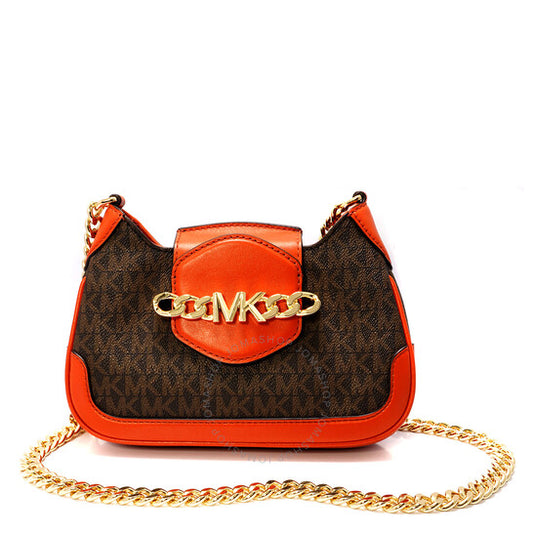Michael Kors, Orange Ladies Hally Extra Small Presbyopia Leather Crossbody Bag