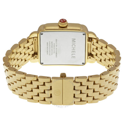 Michele, Art of Deco Black Dial Gold-plated Ladies Watch