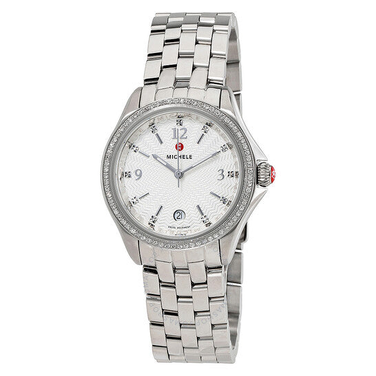 Michele, Belmore White Textured Dial Ladies Watch