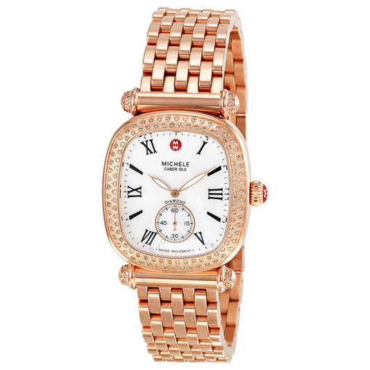 Michele, Caber Isle Mother of Pearl Diamond 18 kt Rose Gold-Plated Ladies Watch