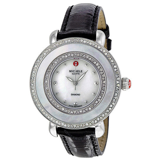 Michele, Cloette Diamond Black Alligator Ladies Watch