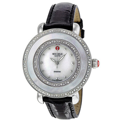 Michele, Cloette Diamond Black Alligator Ladies Watch