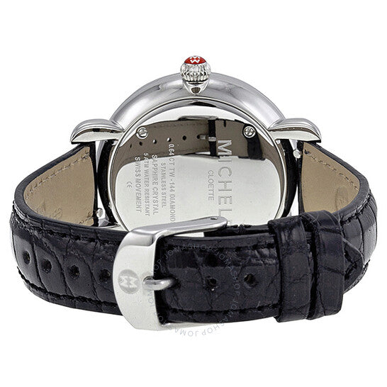 Michele, Cloette Diamond Black Alligator Ladies Watch
