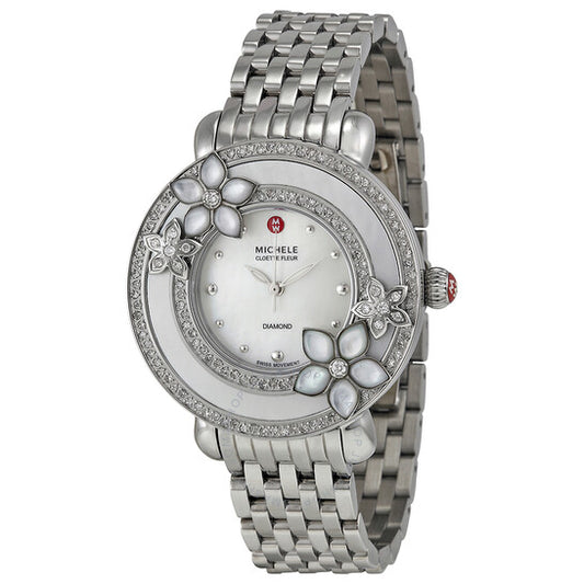 Michele, Cloette Mother of Pearl Dial Stainless Steel Ladies Watch