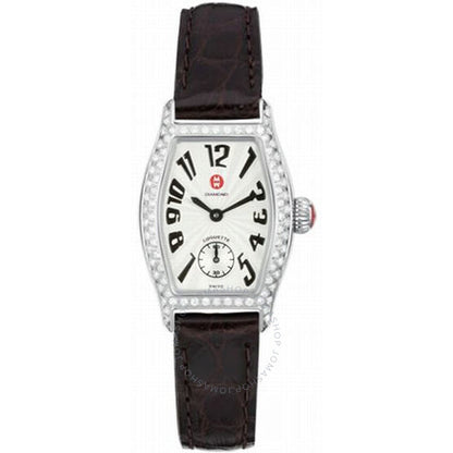 Michele, Coquette Petite Pave Espresso Alligator Ladies Watch