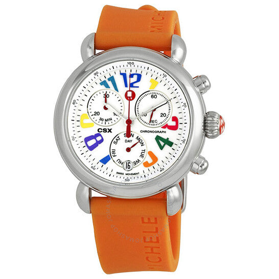 Michele, CSX 36 Carousel Orange Silicon Ladies Watch