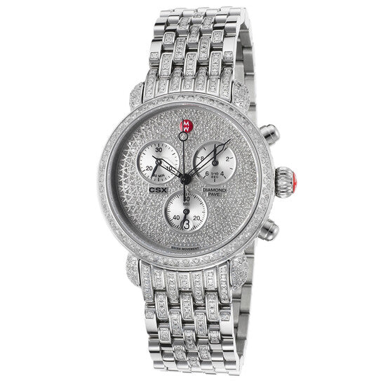 Michele, CSX-36 Ultimate Chronograph Pave Diamond Dial Ladies Watch