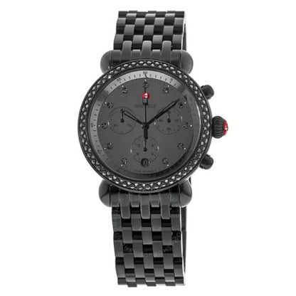 Michele, CSX Chronograph Quartz Diamond Black Dial Ladies Watch