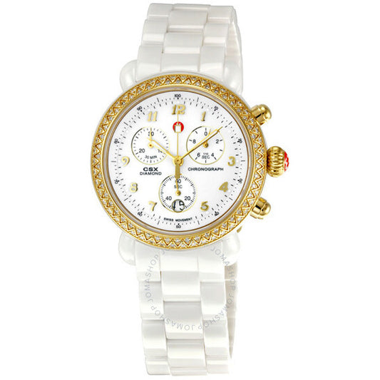 Michele, CSX White Ceramic Diamond Ladies Watch