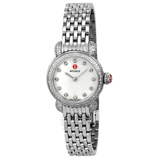 Michele, CSX-26 Diamond Mother of Pearl Dial Stainless Steel Ladies Watch