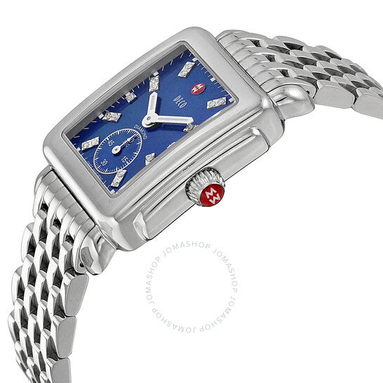 Michele, Deco 16 Blue Pearl Diamond Dial Ladies Watch