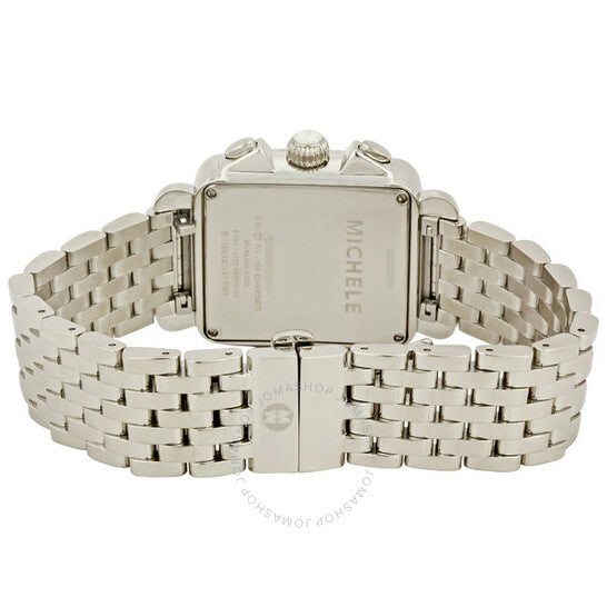 Michele, Deco Blanc Diamond Steel Ladies Watch