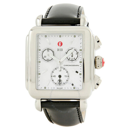 ميشيل، ساعة ديكو كرونوغراف جلدية سوداء للسيدات