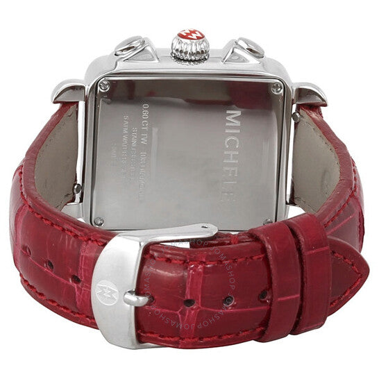 Michele, Deco Chronograph Garnet Leather Ladies Watch