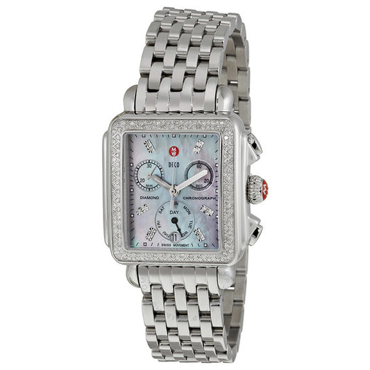 Michele, Deco Chronograph Grey Mother of Pearl Dial Ladies Watch