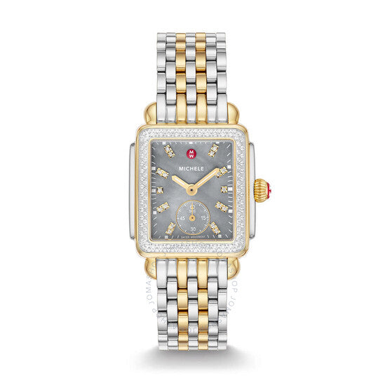 Michele, Deco Chronograph Quartz Diamond Grey Dial Ladies Watch