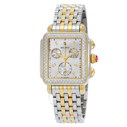 Michele, Deco Chronograph Quartz Diamond Silver Dial Ladies Watch