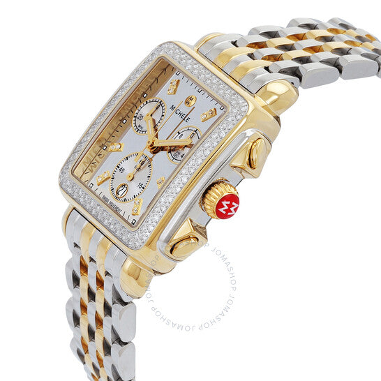 Michele, Deco Chronograph Quartz Diamond Silver Dial Ladies Watch