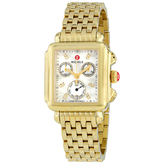 Michele, Deco Day Diamond Yellow Gold-tone Ladies Watch