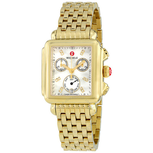 Michele, Deco Day Diamond Yellow Gold-tone Ladies Watch