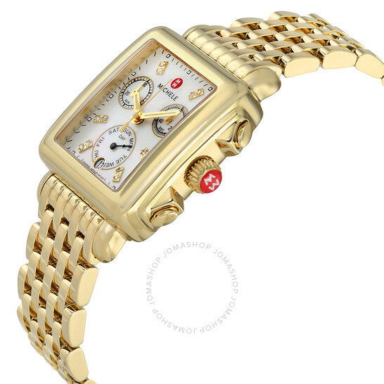 Michele, Deco Day Diamond Yellow Gold-tone Ladies Watch