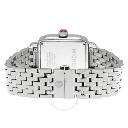 Michele, Deco Diamond Blue Pave Dial Strap Ladies Watch