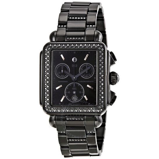 Michele, Deco Diamond Noir Ladies Watch