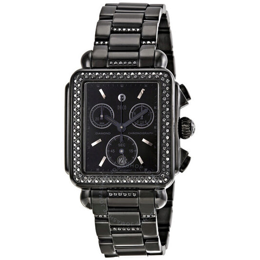 Michele, Deco Diamond Noir Ladies Watch