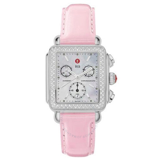 Michele, Deco Diamond Sweetheart Leather Ladies Watch MW