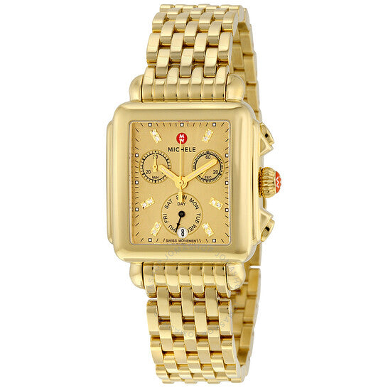 Michele, Deco Gold Metallic Dial Gold-plated Ladies Watch