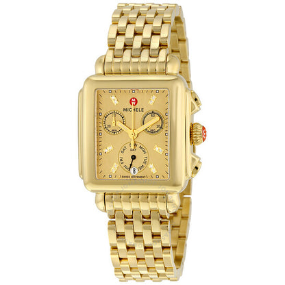 Michele, Deco Gold Metallic Dial Gold-plated Ladies Watch