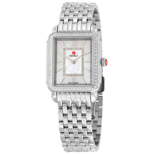 Michele, Deco II Mother of Pearl Diamond Dial Ladies Watch