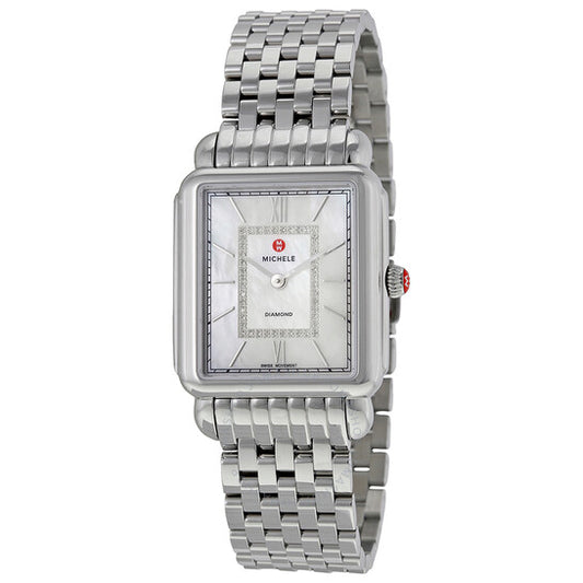 Michele, Deco II Mother of Pearl Stainless Steel Ladies Watch