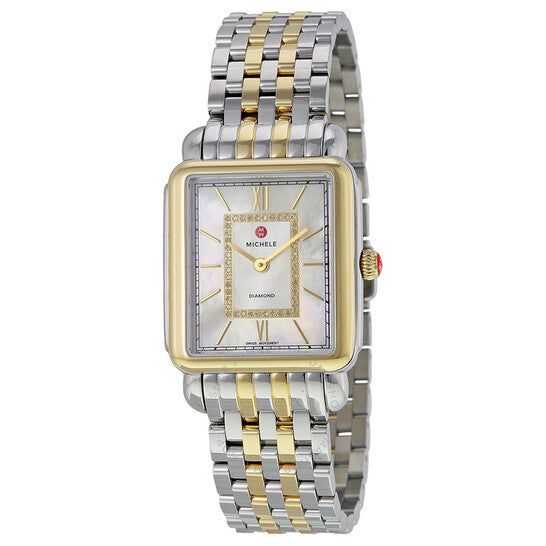 Michele, Deco II Mother of Pearl Two-tone Ladies Watch