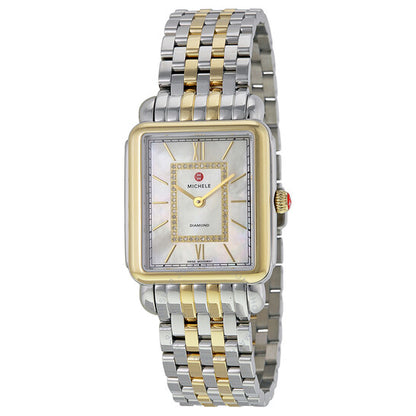 Michele, Deco II Mother of Pearl Two-tone Ladies Watch