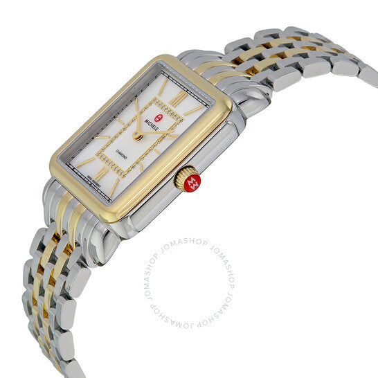 Michele, Deco II Mother of Pearl Two-tone Ladies Watch