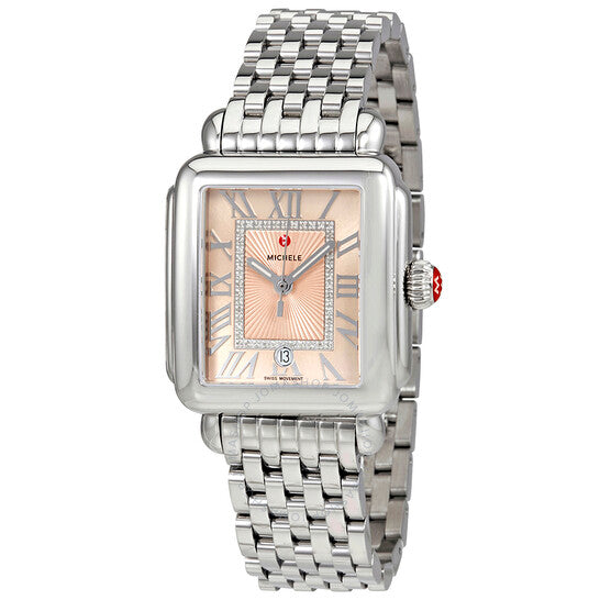 Michele, Deco Madison Beige Sunray Dial Diamond Ladies Watch