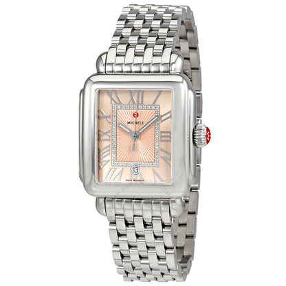 Michele, Deco Madison Beige Sunray Dial Diamond Ladies Watch