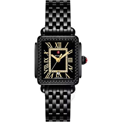 Michele, Deco Madison Quartz Diamond Black Dial Ladies Watch
