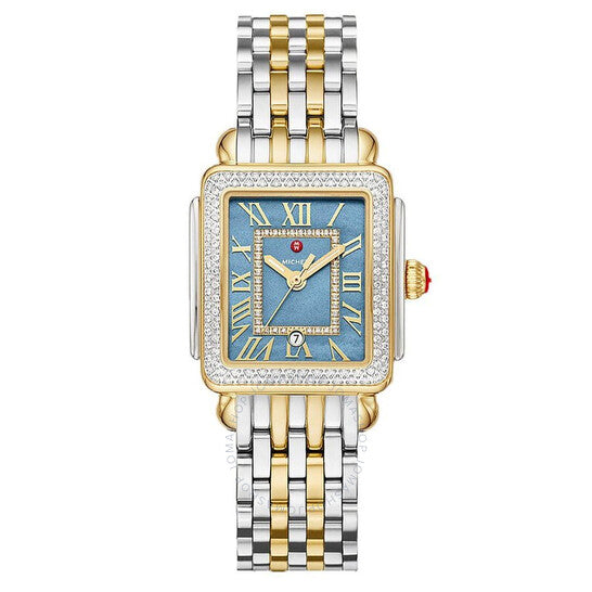 Michele, Deco Madison Quartz Diamond Blue Dial Ladies Watch