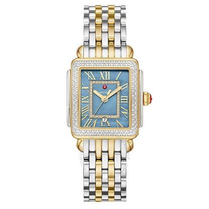 Michele, Deco Madison Quartz Diamond Blue Dial Ladies Watch
