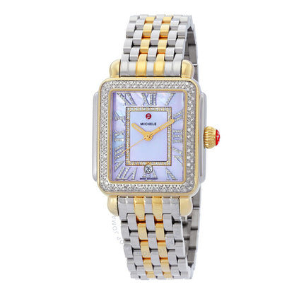 Michele, Deco Madison Quartz Diamond Purple Dial Ladies Watch
