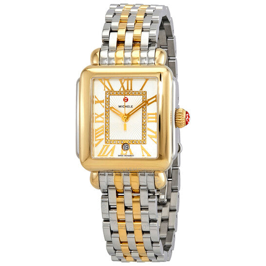 Michele, Deco Madison Quartz Silver Dial Two-tone Ladies Watch