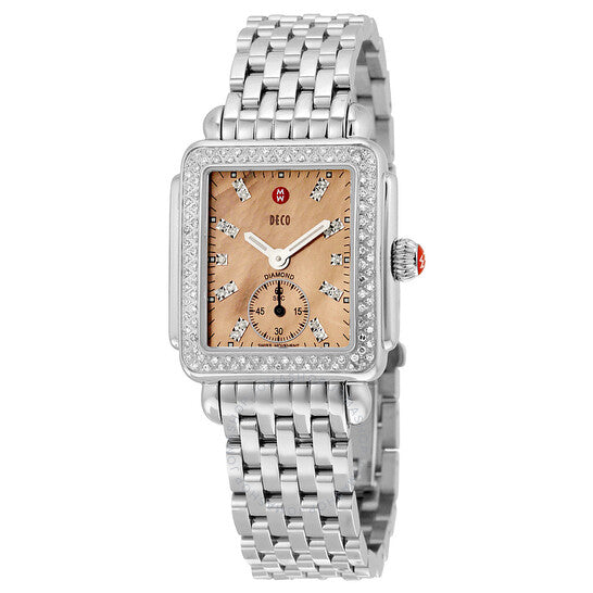 Michele, Deco Metallic Rose Gold Dial Ladies Watch